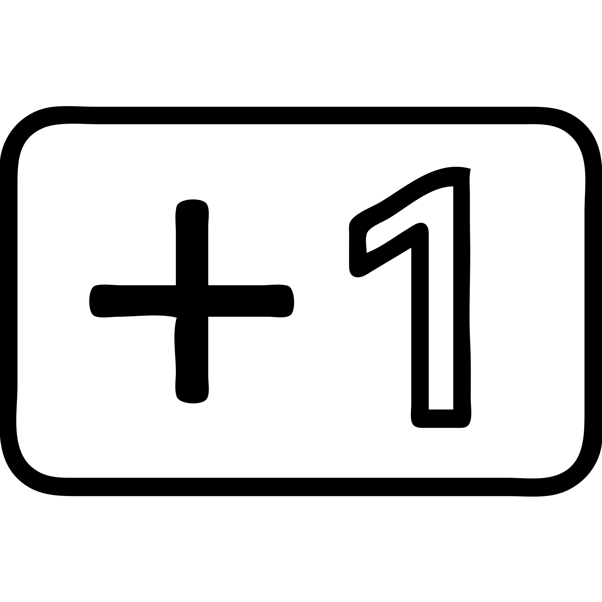 red Helvetica text '+1' inside a rectangular outline, simple and bold emoji