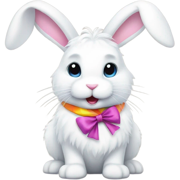 white bunny with bow decoration  emoji
