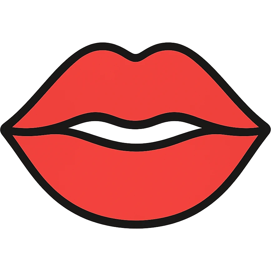 A stylized red lipstick kiss mark emoji