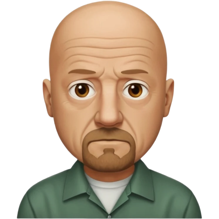 Mike Ehrmantraut from Breaking Bad, bald, serious expression, goatee beard, simple shirt, apple style emoji emoji