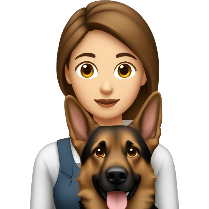 Brown hair woman with German shepherd emoji