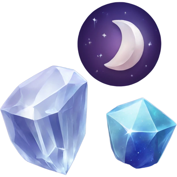 Crystals and a moon emoji