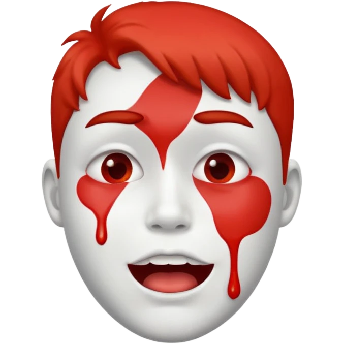 A face showing physical delight and a red face with white paint around its mouth With lots of drool emoji