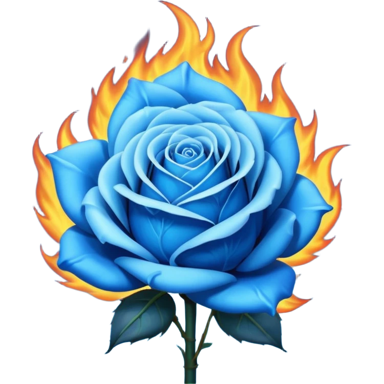 Create blue rose burning in blue flame emoji