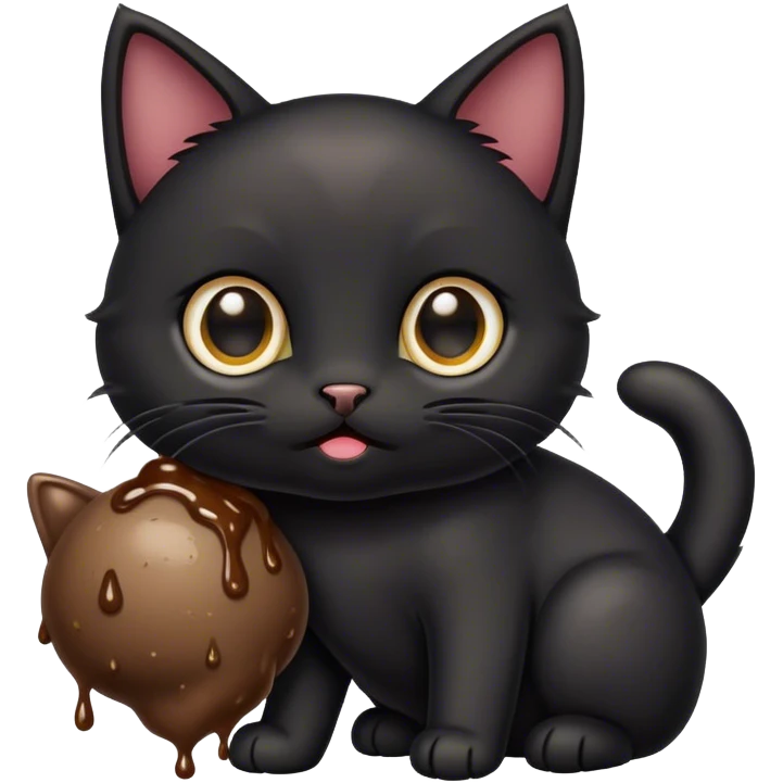 Black kitten with poop emoji