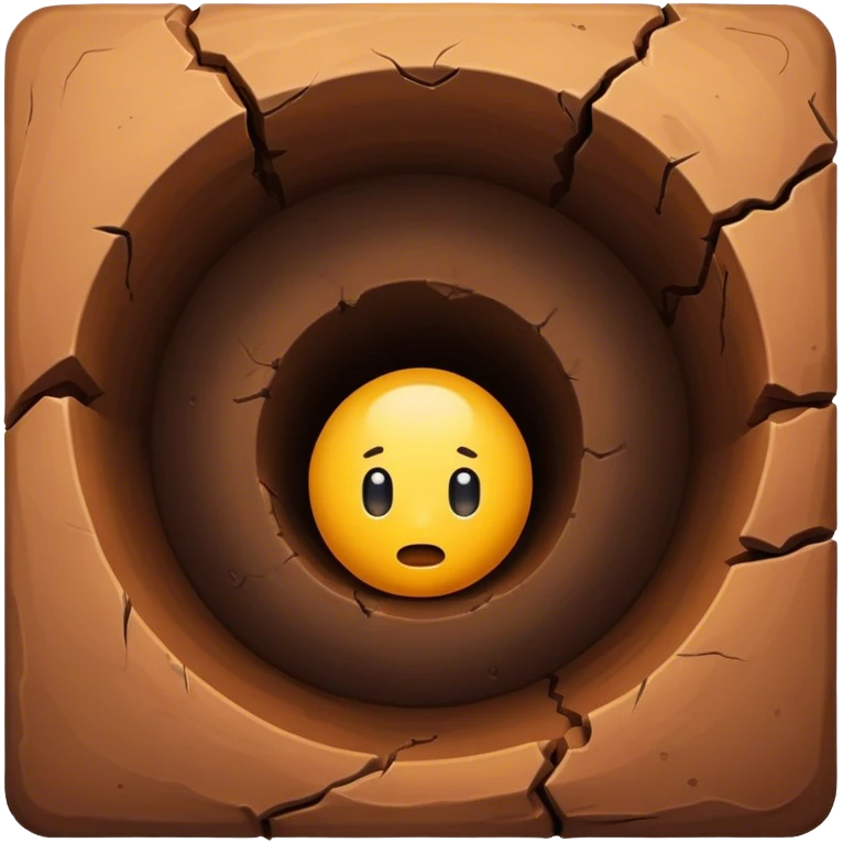 A deep hole or pit in the ground, often symbolizing a gap, depression, or an area of concern in a larger environment emoji