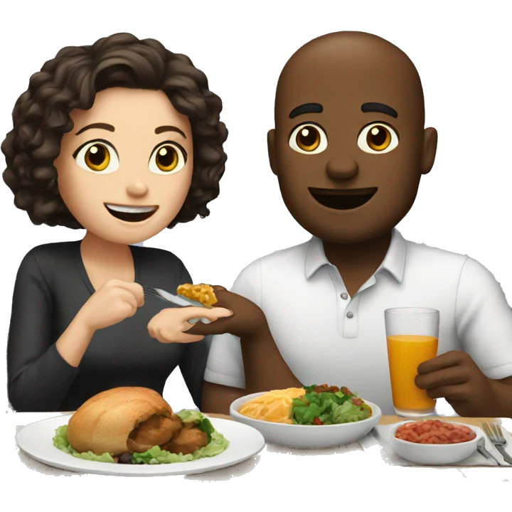 White Couple eating dinner emoji