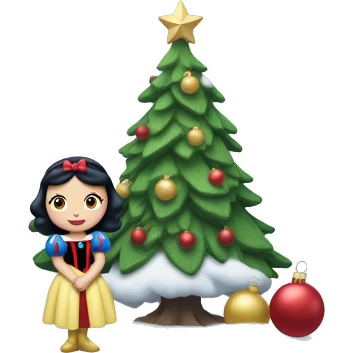 Disney snow white with Christmas tree emoji