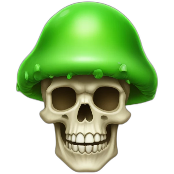 skull with green mushroom cap oh head emoji