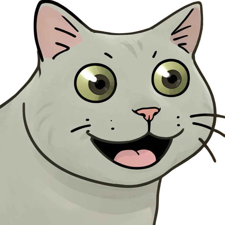 cat making a funny face meme style emoji