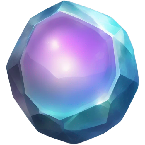 An opalescent rock gem in an orb emoji