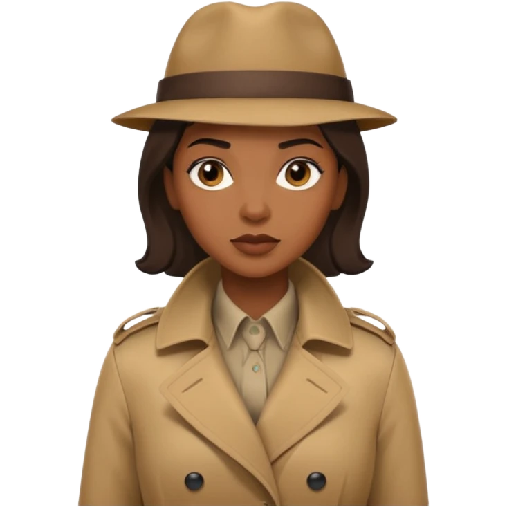 kahverengi trençkotlu kadın zenci dedektif  emoji