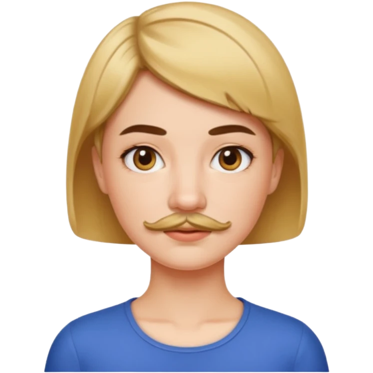 Women short hair with mustache emoji