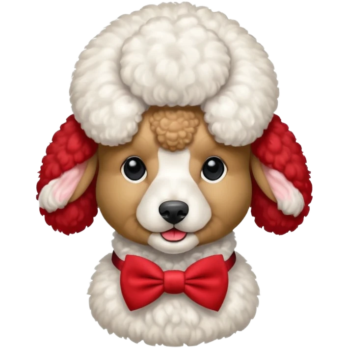 Poodle with red bow tie, portrait emoji