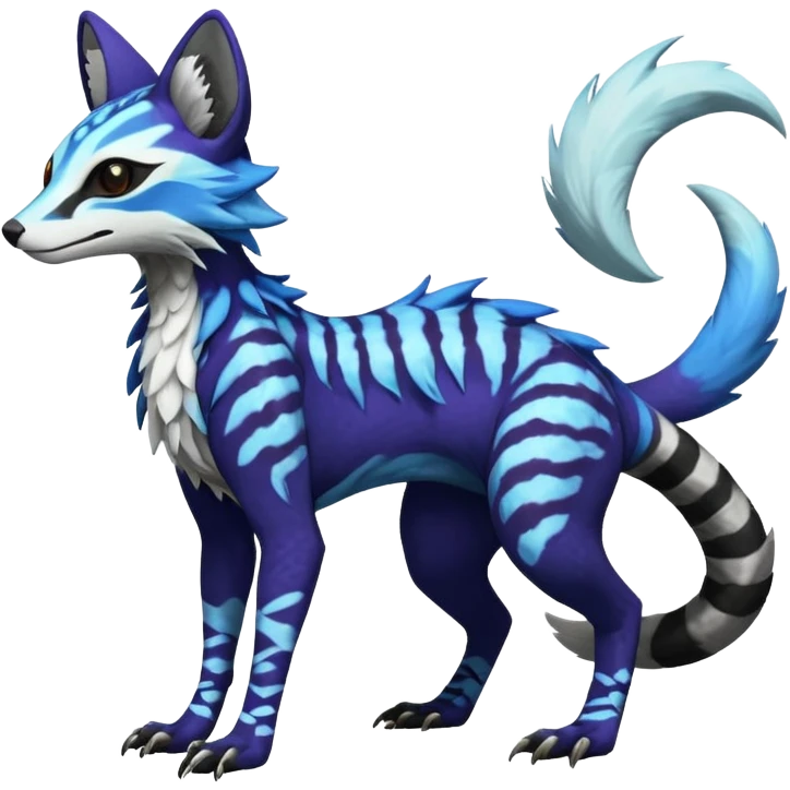 Rare realistic shiny exotic cute epic pretty beautiful handsome gorgeous aesthetic colorful vibrant Vernid-Protogen-Primagen-Sergal-Wickerbeast-Genet-Trico-species-Fakemon-hybrid-creature by LiLaiRa, beautiful intricate markings, full body emoji
