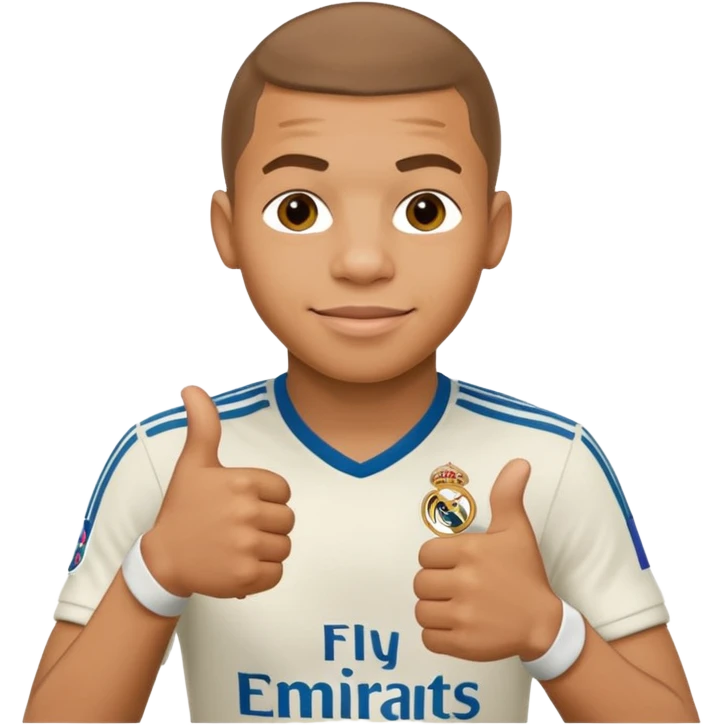 Mbappe hands crossed and thumbs up celebration for Real Madrid emoji
