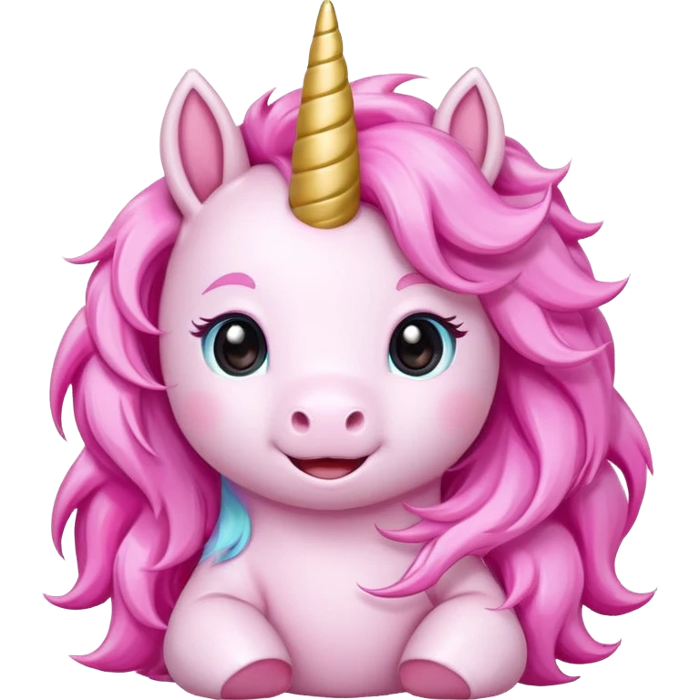 Cute happy anime pink baby unicorn 
 emoji