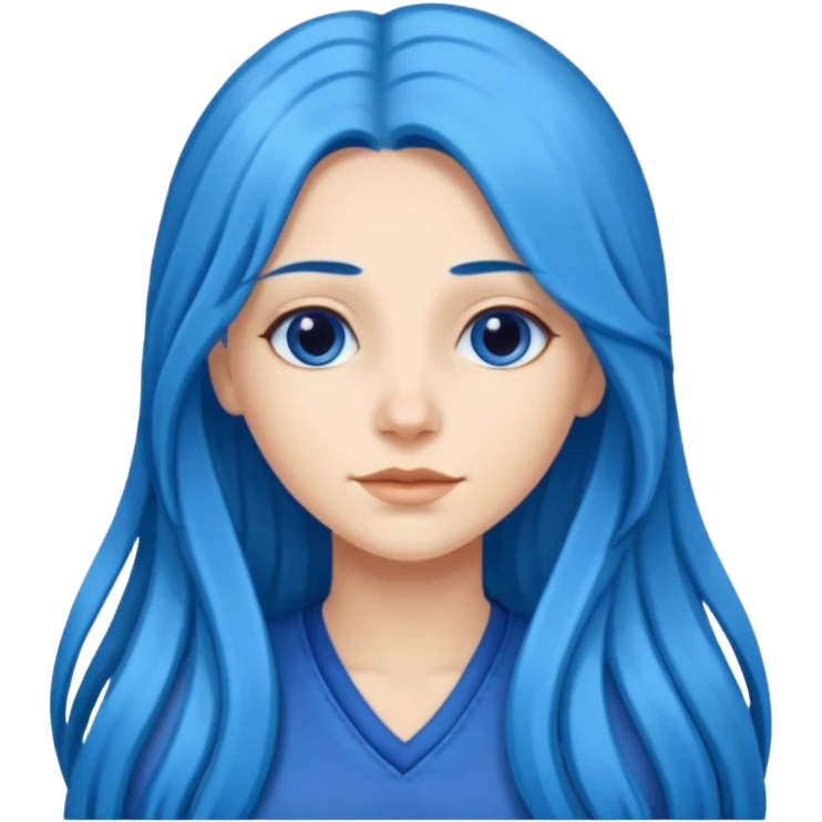Kék, hosszú haj, fehér nő emoji