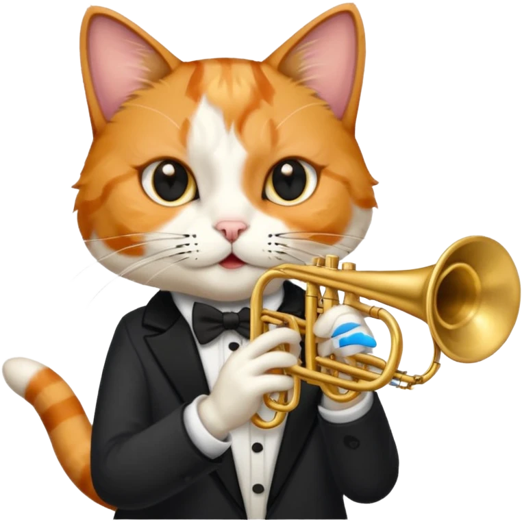 calico cat play trumpeter, portrait emoji