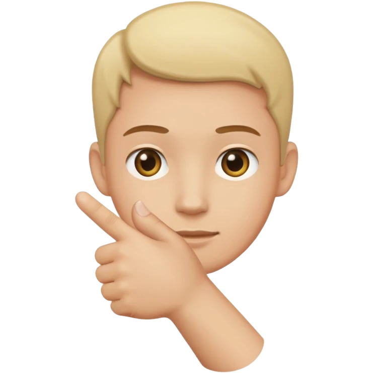 straight face with hand with thumb sticking right emoji