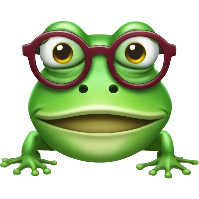 Nerdy frog with glasses and a moustache  emoji