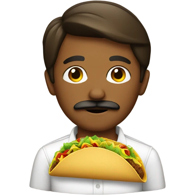 young man with mustache dressed as a taco emoji