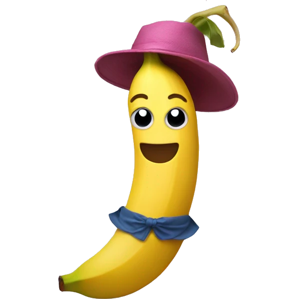 Banana with skirt and floss hat emoji