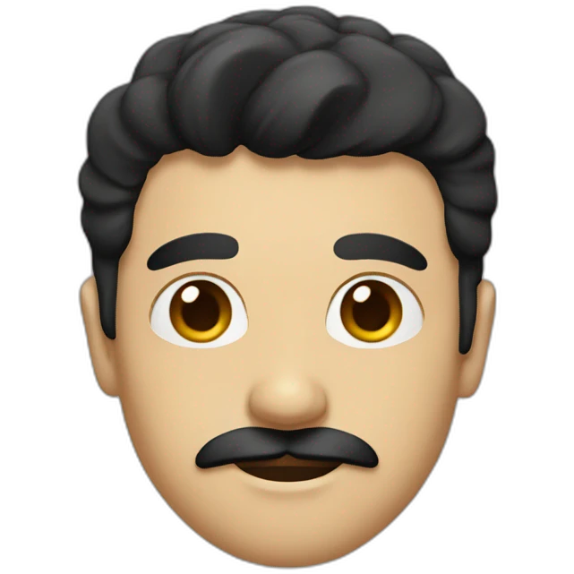 man with black hair and a rectangle black mustache emoji