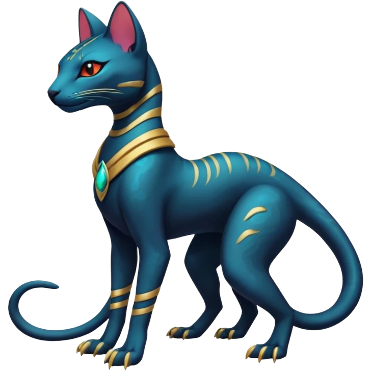 Futuristic Furry Ethereal Beautiful Salandit-Bastet-Fakémon-hybrid-creature (full body)  emoji