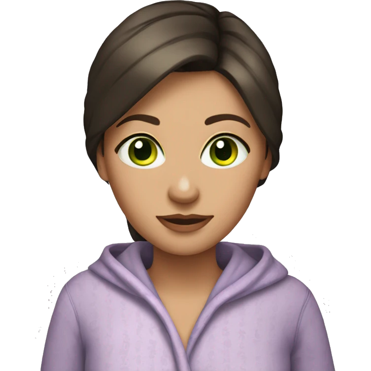 Brunette green eyed woman in pajamas emoji