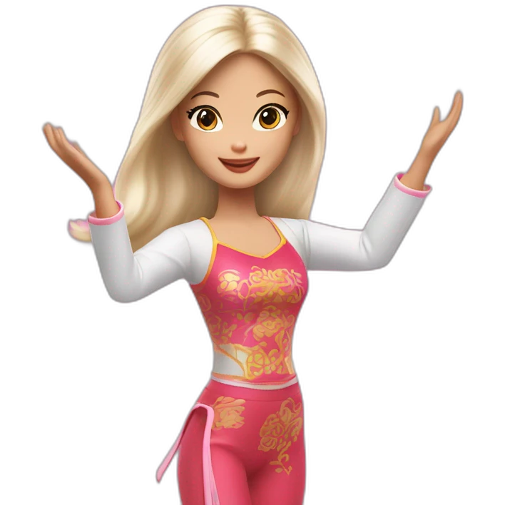 Chinese barbie doll raise raise arms and jump high emoji