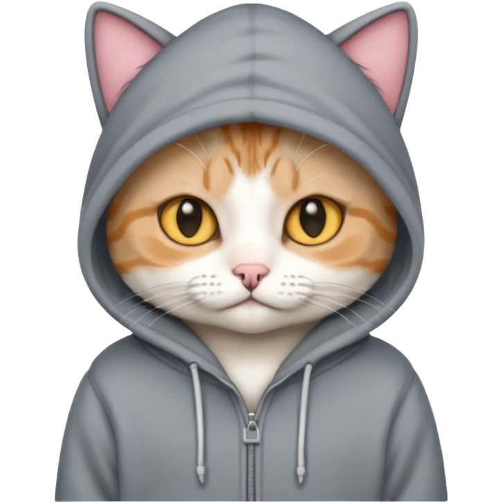 American short hair cat with a hoodie on emoji
