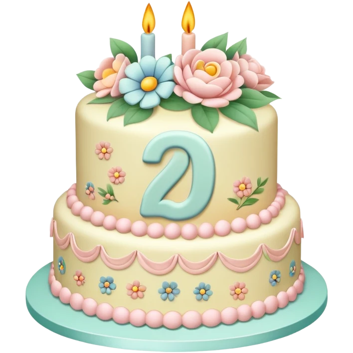 make a floral pastel cake that is aesthetic or vintage with the number 2 and 0 on it emoji