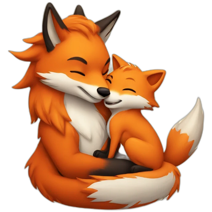 fox and dragon cuddling emoji