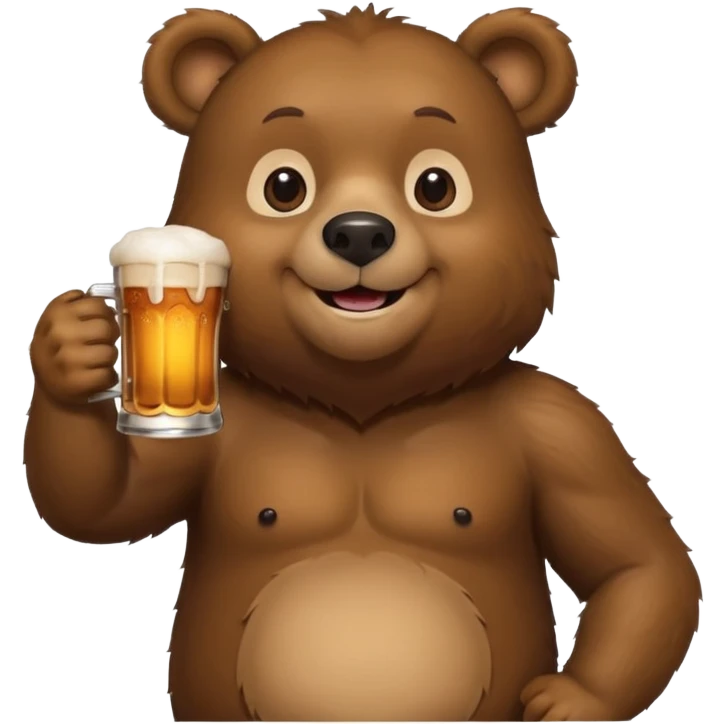 bear toasting with a pint of beer emoji