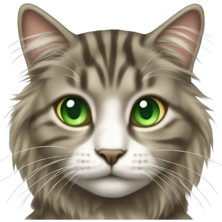 long haired tabby with green eyes emoji