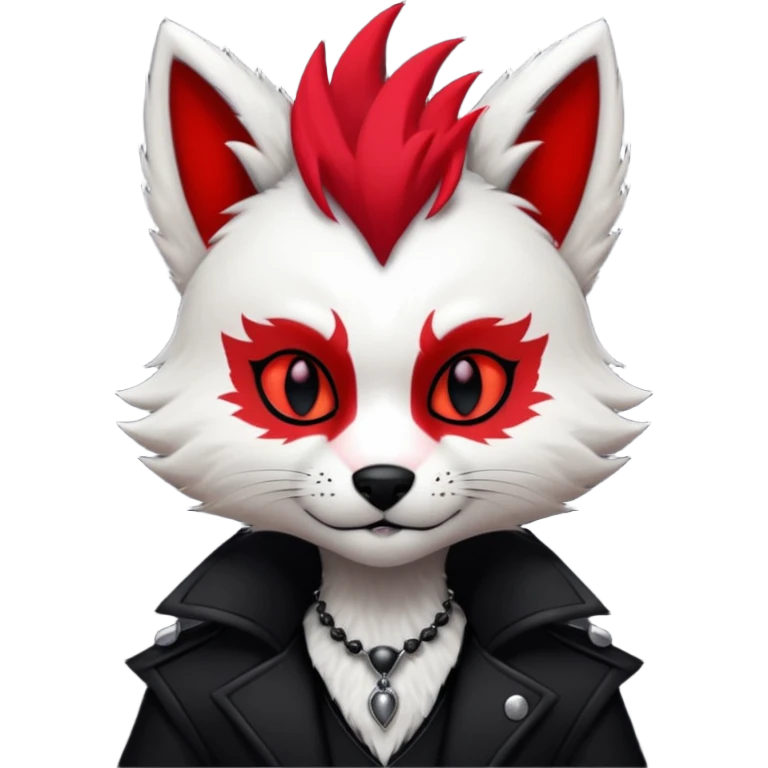 Anthropomorphic Anthro Furry punky gothic black white and red badass cool stylish handsome smexy Animal-furry-fursona emoji