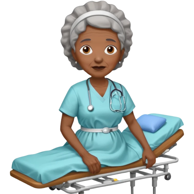 Old black woman with on stretcher emoji