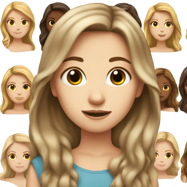 White girl with long brown hair emoji