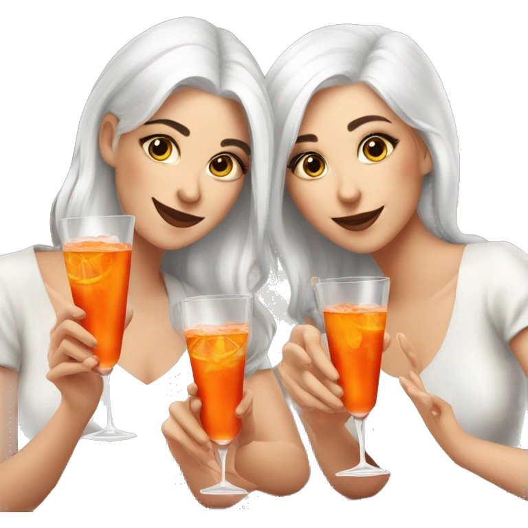 Three beautiful girls (white Hair) drinking aperol   emoji
