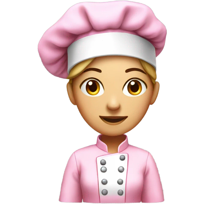 female chef in pink uniform with pink chef hat emoji
