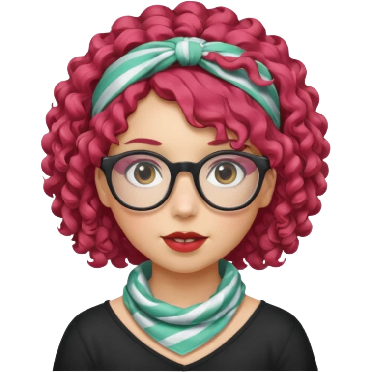 girl with curly  peppermint hair and bandana and glassess emoji
