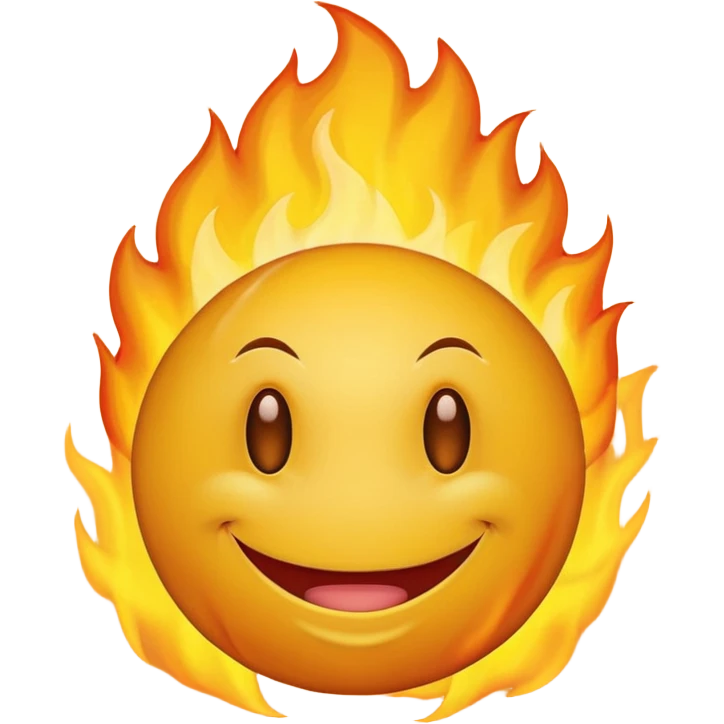 regular yellow smily emogy with the fire brain emoji