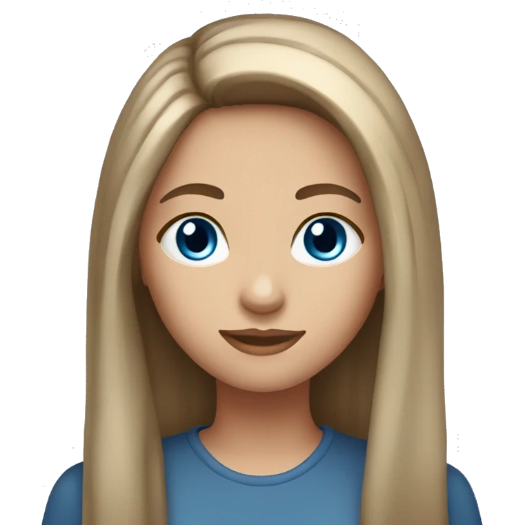 Girl long straight brown hair blue eyes  emoji