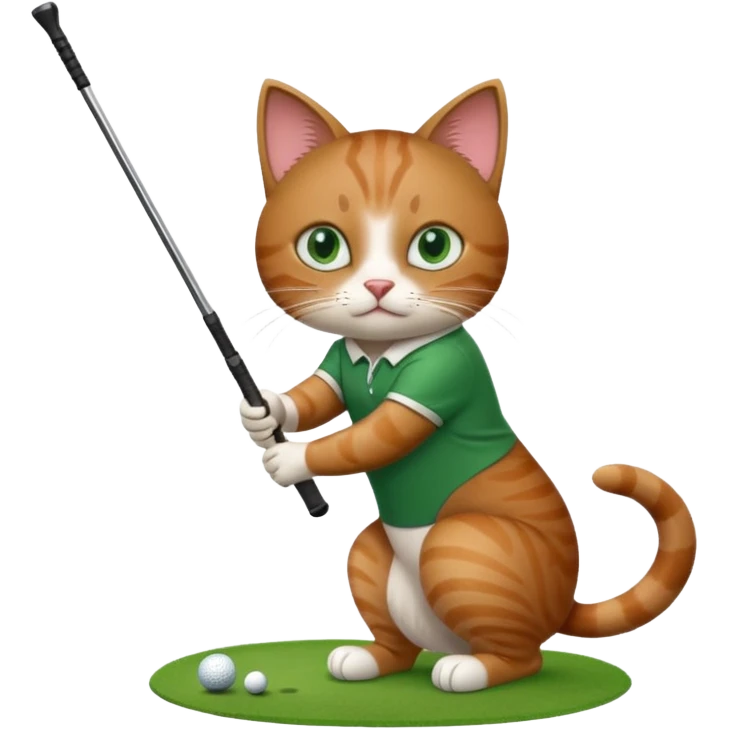 Cat swinging a golf club emoji