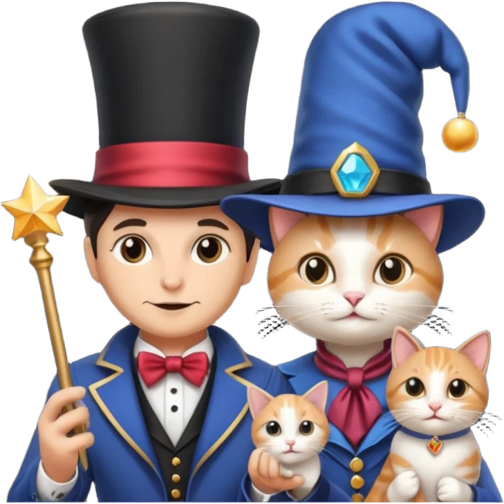 magician couple and their pet cat emoji