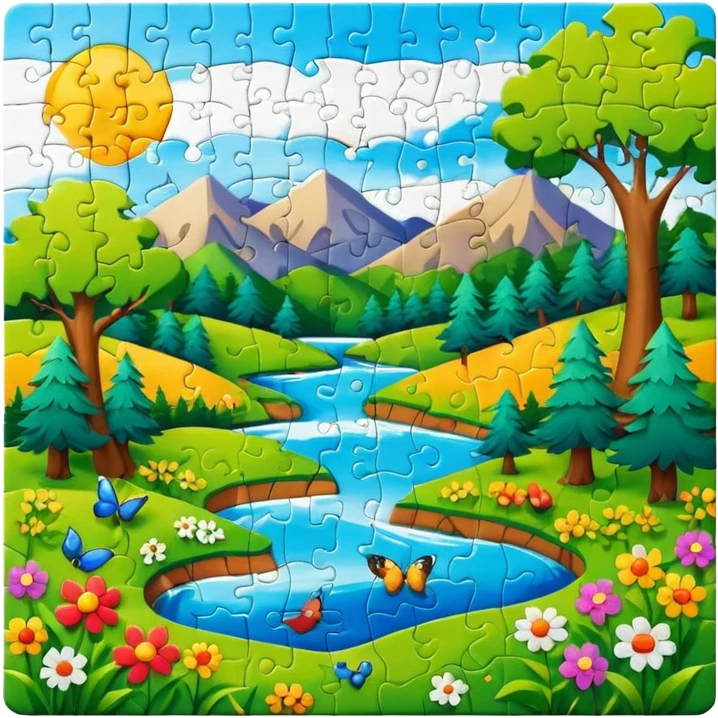 jigsaw puzzle with nature puzzle emoji