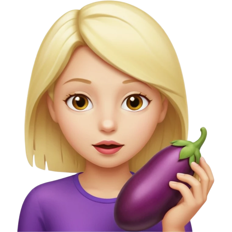blond girl sucking eggplant  emoji