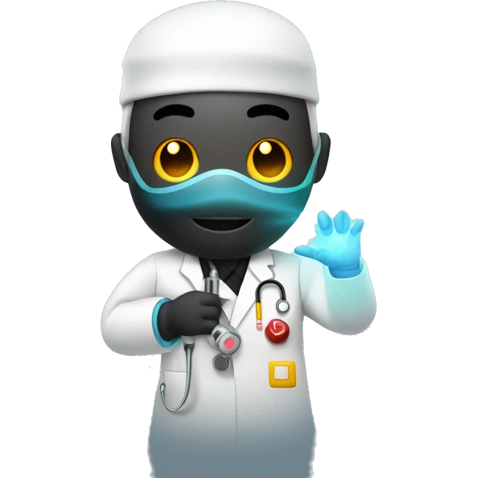 Homme noir en tenue médicale tient un laser dans les mains emoji