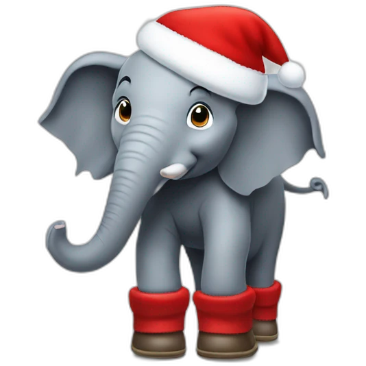 Elephant in boots with Santa hat emoji